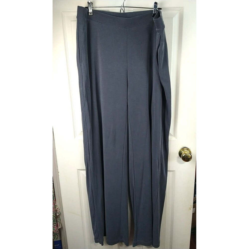 PureJill Woman XLT Pant Knit Wide Leg Pockets Elastic Waist Grey Casual Comfort